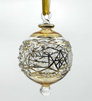 Large Crystal Ball w/ Hand Painted Gold Design - Egyptian Hand Blown Glass Ornament