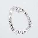 Silver chain bracelet on a white background