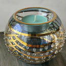 Egyptian Hand Blown Glass Tea Light Holder - Blue