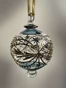 Large Crystal Ball w/ Hand Painted Gold Design - Egyptian Hand Blown Glass Ornament