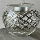 Egyptian Hand Blown Glass Tea Light Holder - Sliver