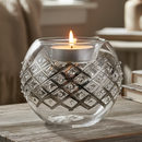 Egyptian Hand Blown Glass Tea Light Holder - Sliver