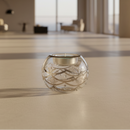 Egyptian Hand Blown Glass Tea Light Holder - Clear Glass-Silver Design