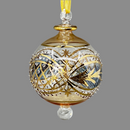 Large Crystal Ball w/ Hand Painted Gold Design - Egyptian Hand Blown Glass Ornament