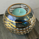 Egyptian Hand Blown Glass Tea Light Holder - Blue