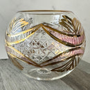 Egyptian Hand Blown Glass Tea Light Holder - Pink Etched Glass