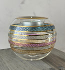 Egyptian Hand Blown Glass Tea Light Holder - Multi-Color Stripe