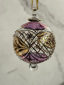 Large Crystal Ball w/ Hand Painted Gold Design - Egyptian Hand Blown Glass Ornament