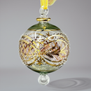 Large Crystal Ball w/ Hand Painted Gold Design - Egyptian Hand Blown Glass Ornament