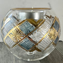 Egyptian Hand Blown Glass Tea Light Holder - Blue & Clear Glass