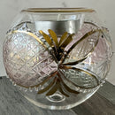 Egyptian Hand Blown Glass Tea Light Holder - Pink & Green Glass