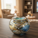 Egyptian Hand Blown Glass Tea Light Holder - Lite Blue