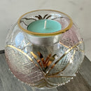 Egyptian Hand Blown Glass Tea Light Holder - Pink & Green Glass