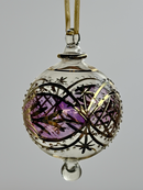 Large Crystal Ball w/ Hand Painted Gold Design - Egyptian Hand Blown Glass Ornament