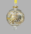 Large Crystal Ball w/ Hand Painted Gold Design - Egyptian Hand Blown Glass Ornament