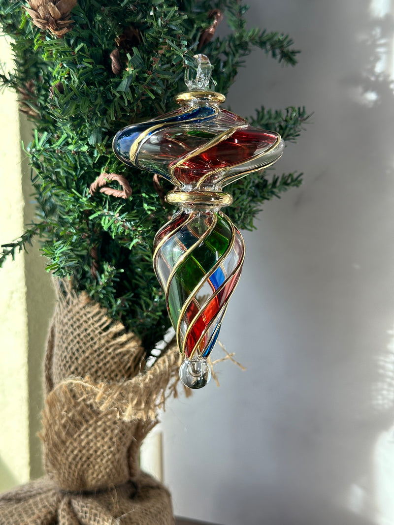 Glass Sphere w/ A Tear Drop Stem Ornament - Egyptian Hand Blown Glass