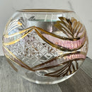Egyptian Hand Blown Glass Tea Light Holder - Pink Etched Glass