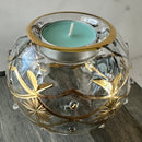 Egyptian Hand Blown Glass Tea Light Holder - Clear Glass Geometric Design