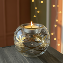 Egyptian Hand Blown Glass Tea Light Holder - Clear Glass Geometric Design