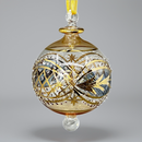 Large Crystal Ball w/ Hand Painted Gold Design - Egyptian Hand Blown Glass Ornament