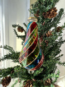 Multi Color Teardrop Stem Ornament - Egyptian Hand Blown Glass, Christmas Tree