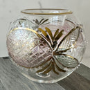 Egyptian Hand Blown Glass Tea Light Holder - Pink & Green Glass