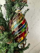 Multi Color Oval shape Stem Ornament - Egyptian Hand Blown Glass, Christmas Tree.