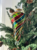 Multi Color Flip Teardrop End with Stem Ornament - Egyptian Hand Blown Glass