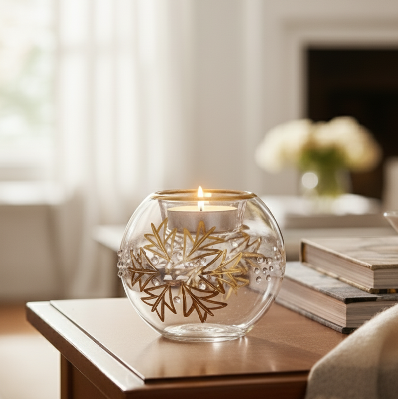 Egyptian Hand Blown Glass Tea Light Holder Flower