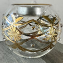 Egyptian Hand Blown Glass Tea Light Holder - Clear Glass Geometric Design