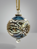 Large Crystal Ball w/ Hand Painted Gold Design - Egyptian Hand Blown Glass Ornament