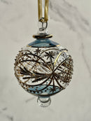 Large Crystal Ball w/ Hand Painted Gold Design - Egyptian Hand Blown Glass Ornament