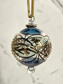 Large Crystal Ball w/ Hand Painted Gold Design - Egyptian Hand Blown Glass Ornament