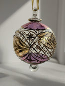 Large Crystal Ball w/ Hand Painted Gold Design - Egyptian Hand Blown Glass Ornament