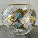 Egyptian Hand Blown Glass Tea Light Holder - Blue & Clear Glass