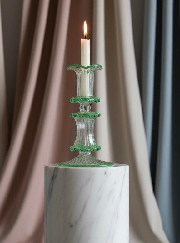 Arch Wedge Handblown Swirl Glass Candle Holders - Arabazaar