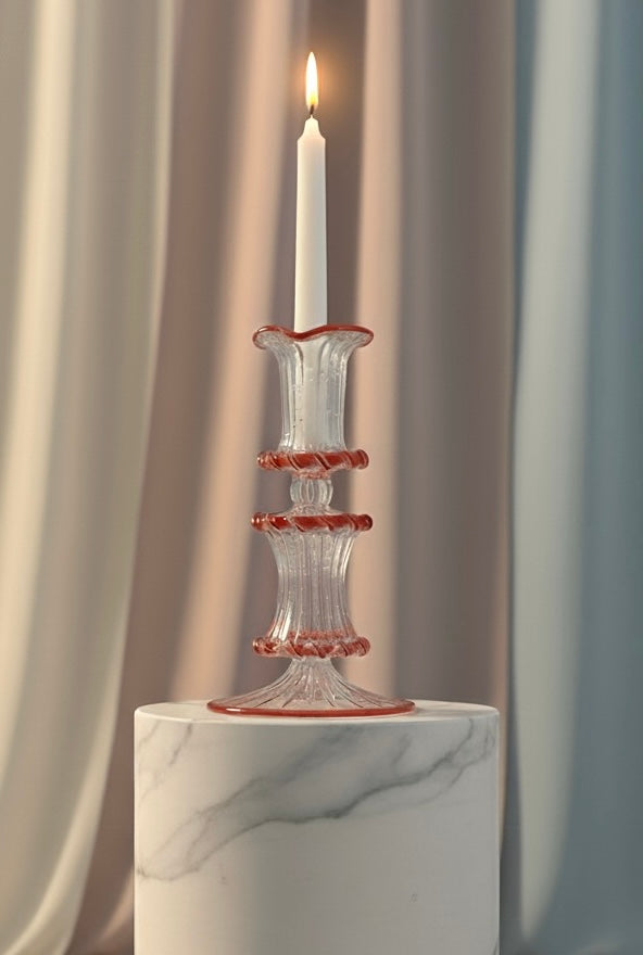 Arch Wedge Handblown Swirl Glass Candle Holders - Arabazaar