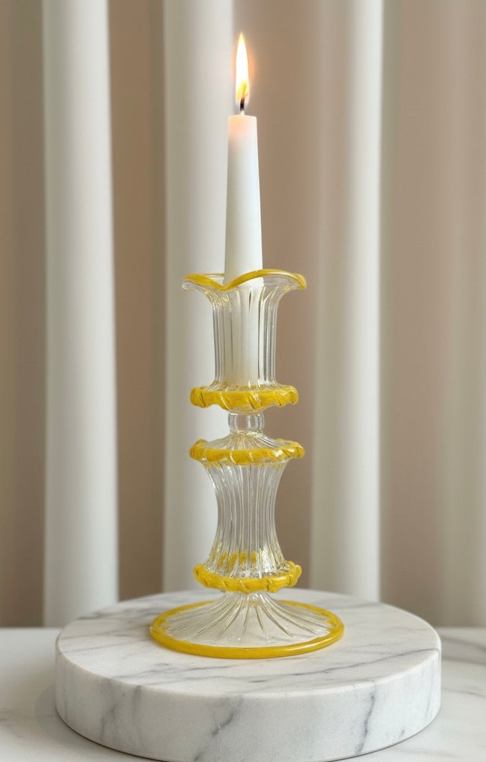 Arch Wedge Handblown Swirl Glass Candle Holders - Arabazaar