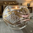 Egyptian Hand Blown Glass Tea Light Holder - Pink Etched Glass