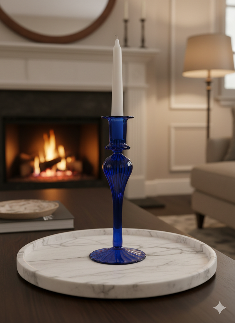 Handblown Funnel Swirl Candle Holders Organic Colors