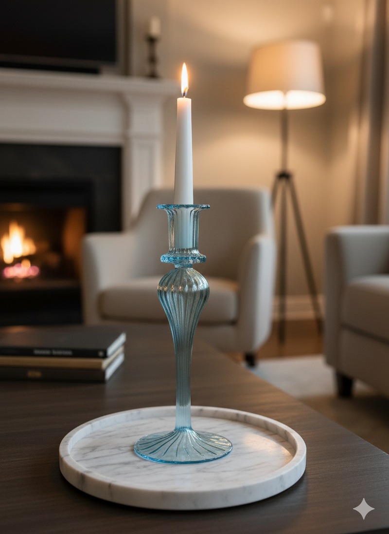 Handblown Funnel Swirl Candle Holders Organic Colors