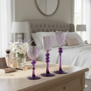 Egyptian Handblown Pastel Purple Goblet Swirl Glass (Set of 3)