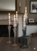 Handblown Vintage Lanky Swirl Glass Holders - Set of 2