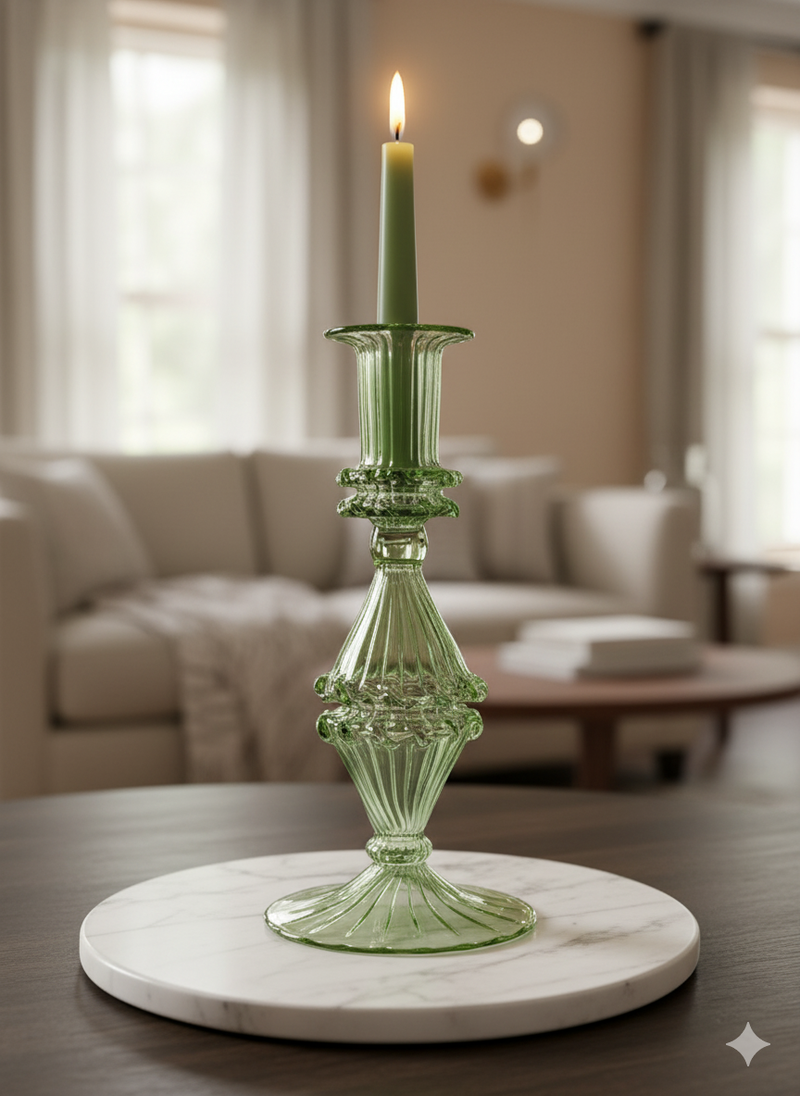 Handblown Gems Swirl Glass Candle Holders