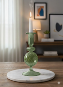 Handblown Spiral Globe Swirl Glass Candle Holders