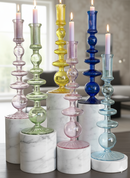Egyptian Handblown Fear/Globe Swirl Glass Candle Stick
