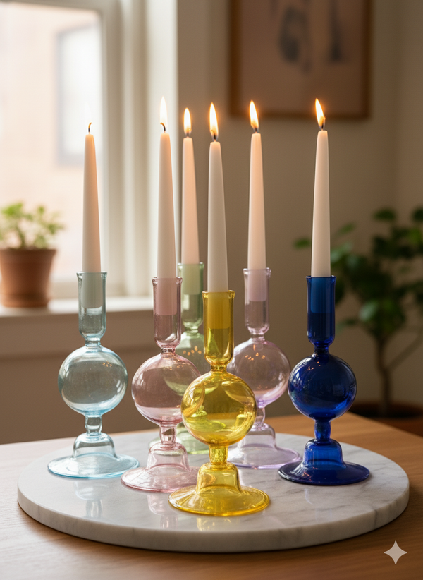 Handblown Globe Design Candle Holder