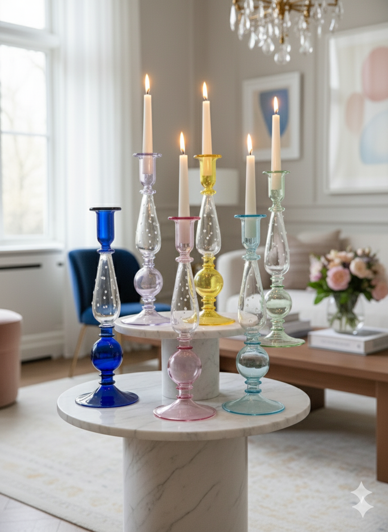 Egyptian Handblown Teardrop/Globe Candle Stick