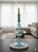 Egyptian Handblown Fear/Globe Swirl Glass Candle Stick
