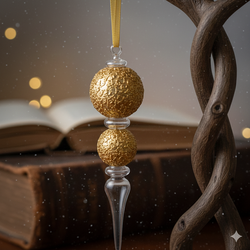 Granular 2 Gold Ball Baton W/ Crystal Teardrop Base Ornament